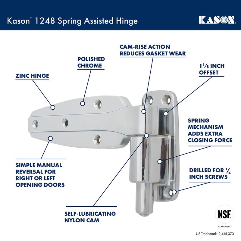Kason 1248 Spring Assisted Hinge, 1-1/8 Inch Offset, 11248000016 - Image 3
